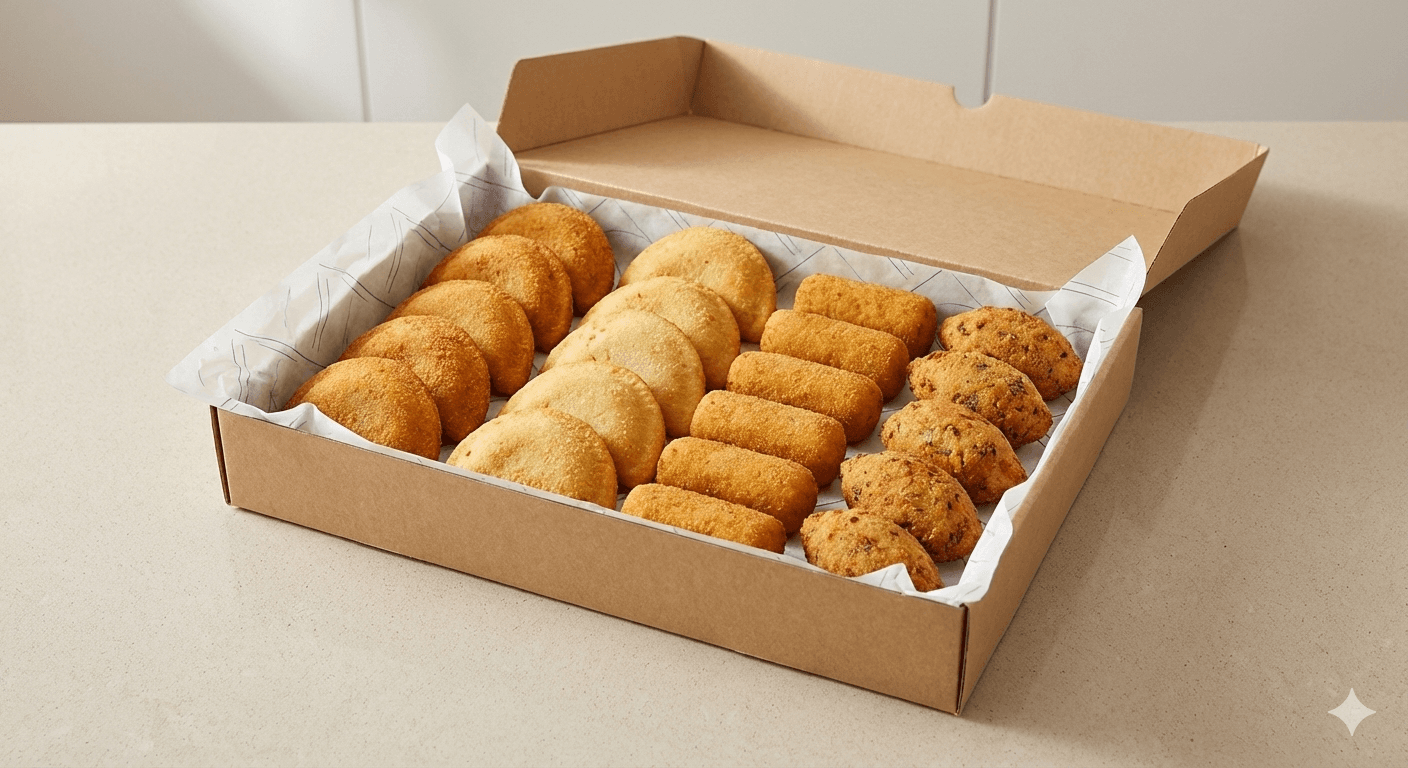 24-piece mixed box of Portuguese snacks in packaging