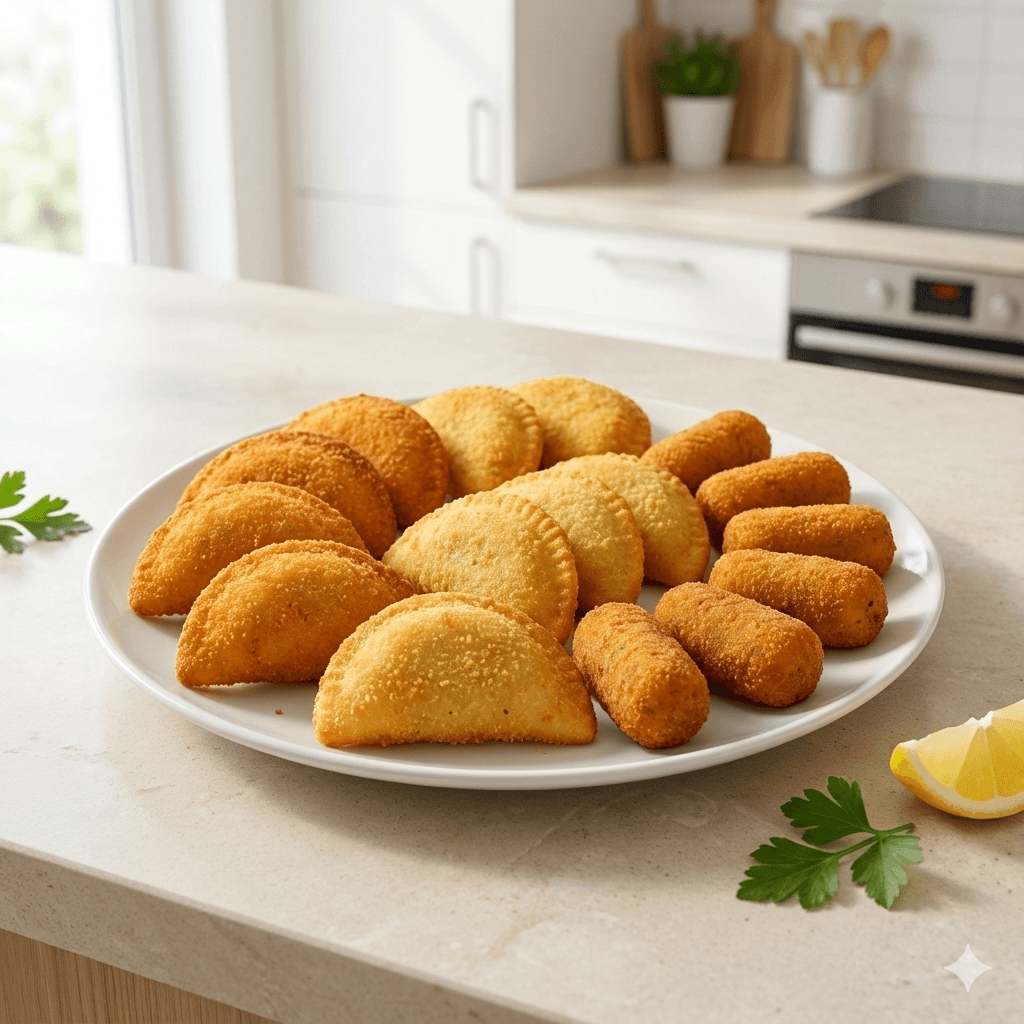18-piece mixed box of Portuguese snacks beautifully arranged on a plate
